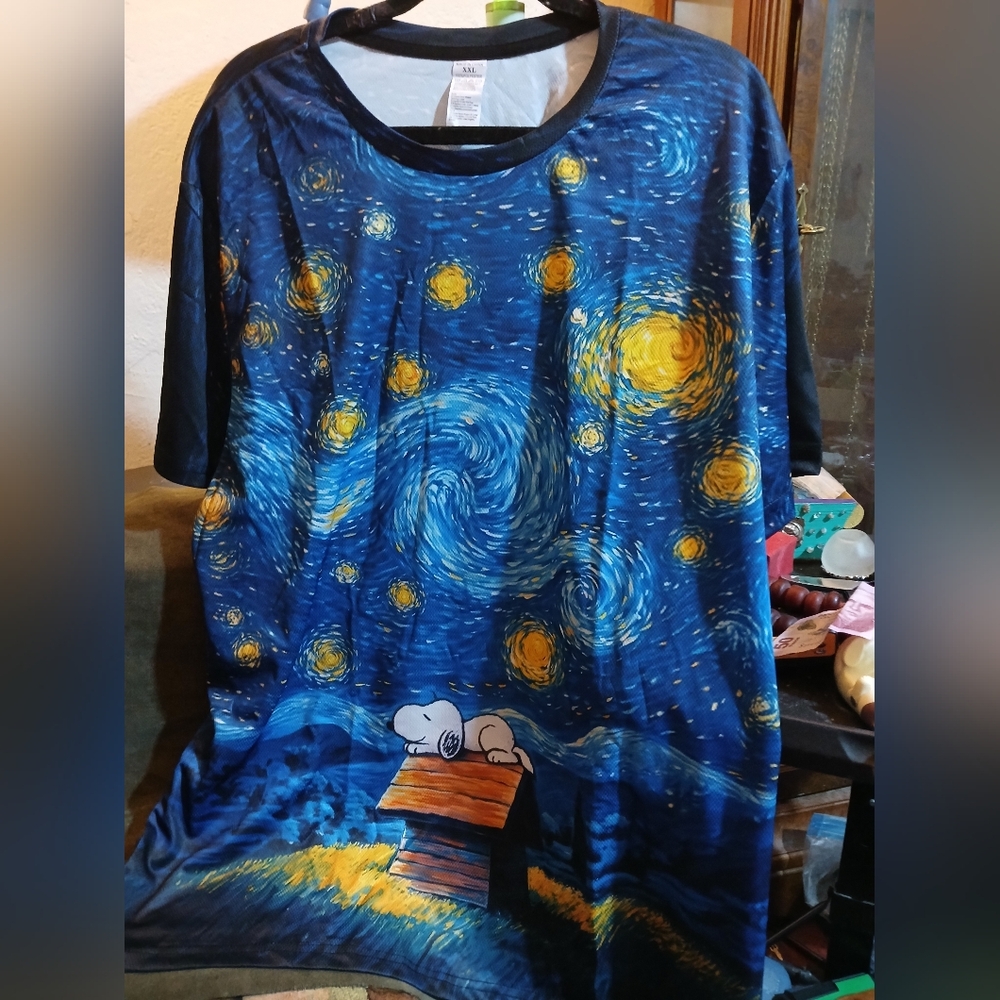 Starry Night Snoopy Graphic T-Shirt XXL